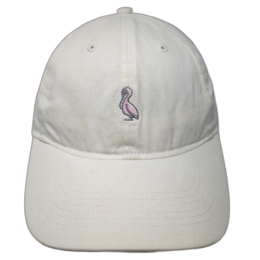 Pelican Coast Baseball Cap White One Size Logo Embroidered Slideback Cotton hat